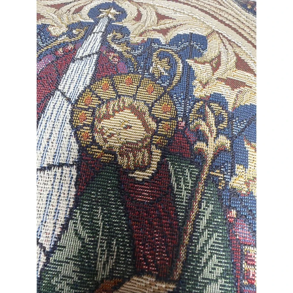 VTG Baby Jesus Mary Joseph Tapestry Pillow Needlepoint Pillow 12 X 12 Christ‎